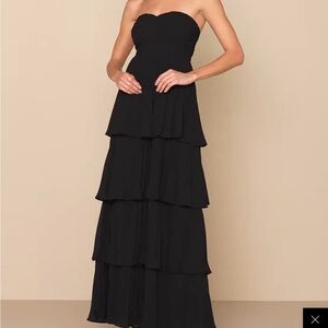 Lulu's Black Strapless Tiered Dress